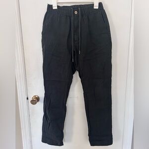 QUINCE BLACK LINEN JOGGERS SIZE SMALL